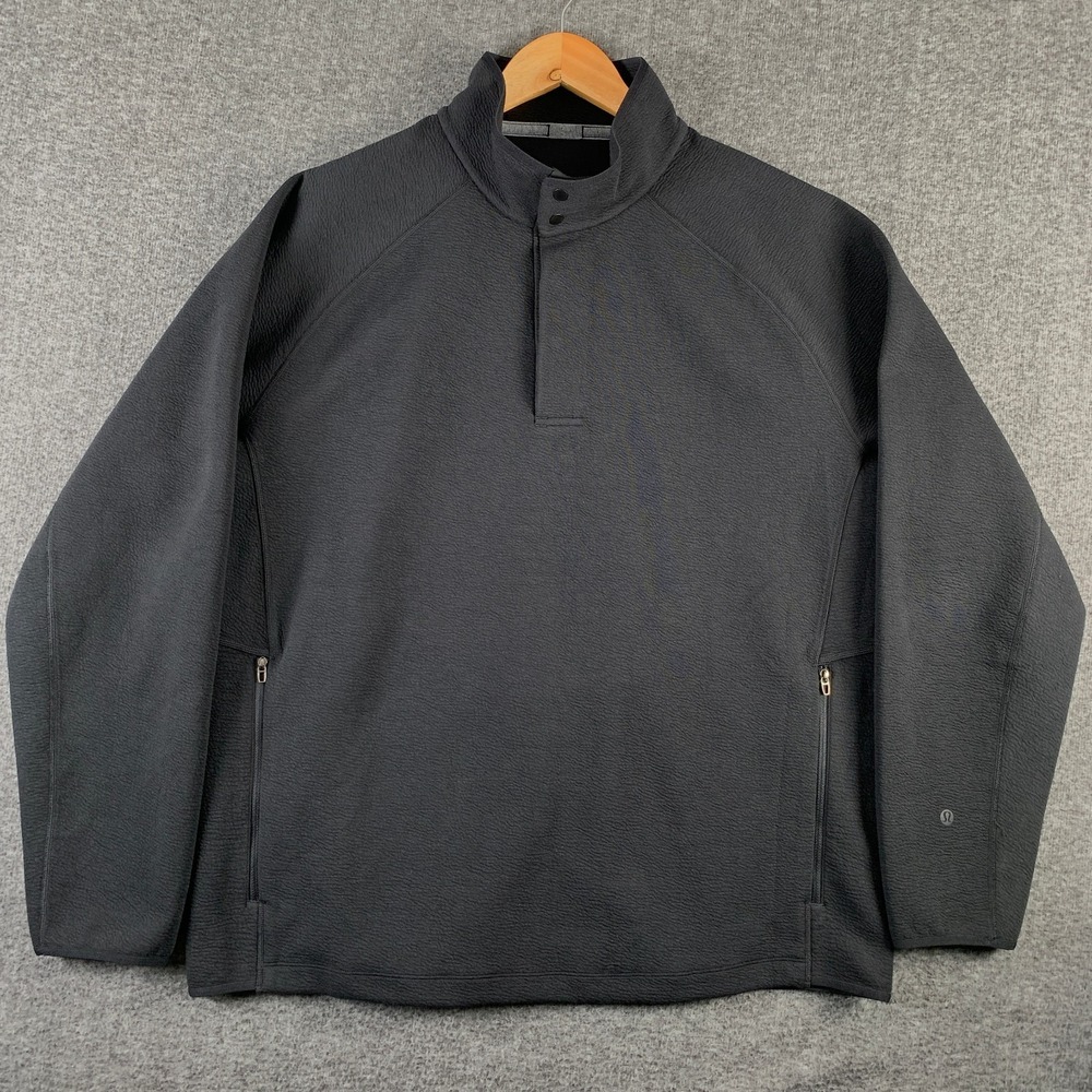 Lululemon Pullover Men XL Textured Spacer Anorak Black Athleisure Performance